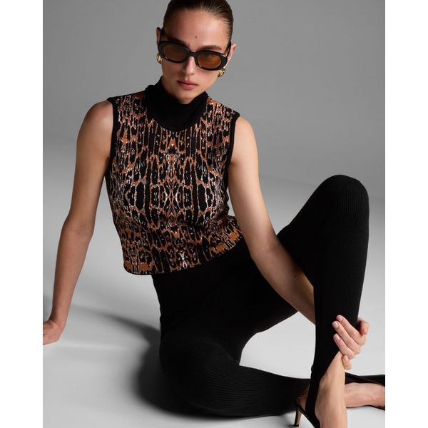 Blusa Panter Animal Print Jacquard