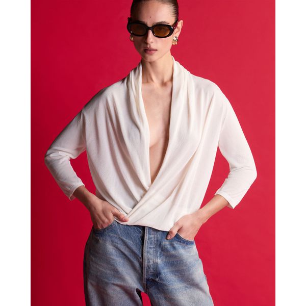 Blusa Boho Decotada Letícia Off White