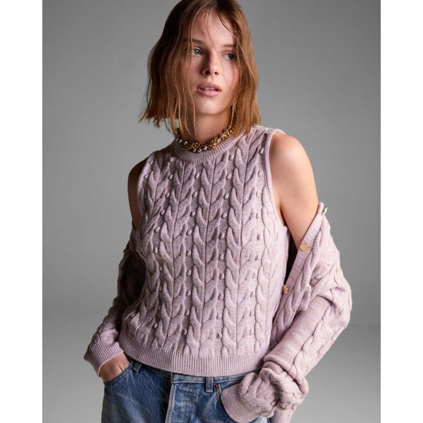 Blusa Colete Village Lilás Lurex