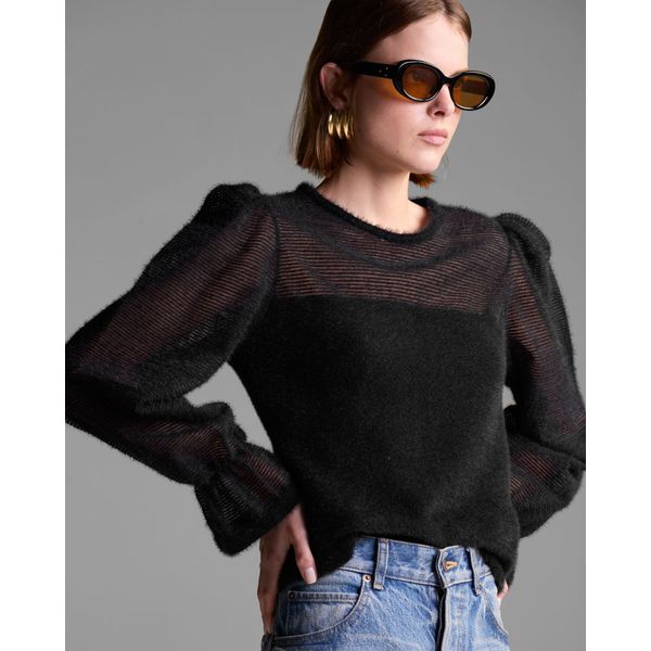 Blusa Madison Manga Longa Preta
