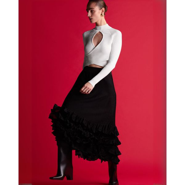 Saia Midi Boho Preta