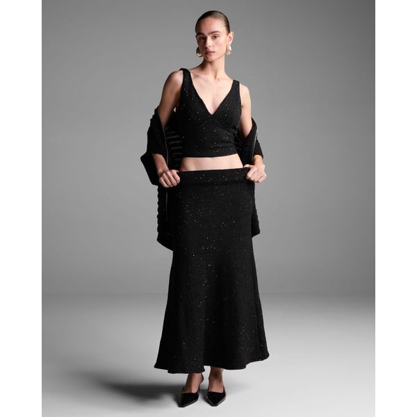 Saia Midi Erika Paetes Preto