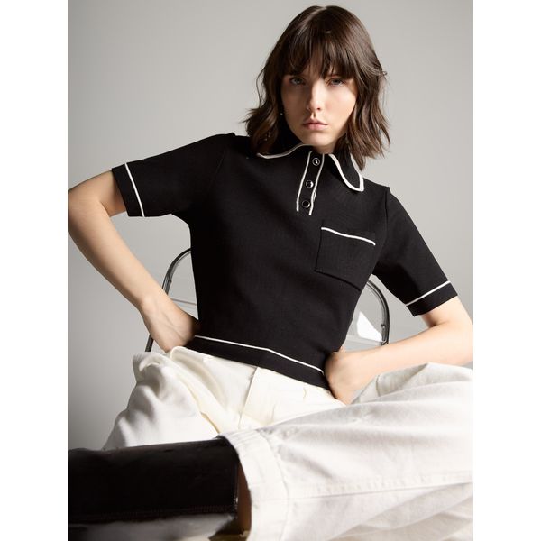 Blusa Gola Polo Natália Preta