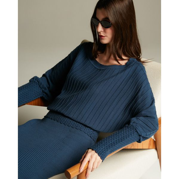 Blusa Guipir Marinho-