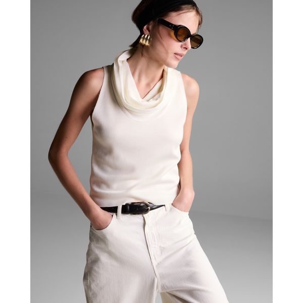 Top Letícia Gola Drapeada Off White