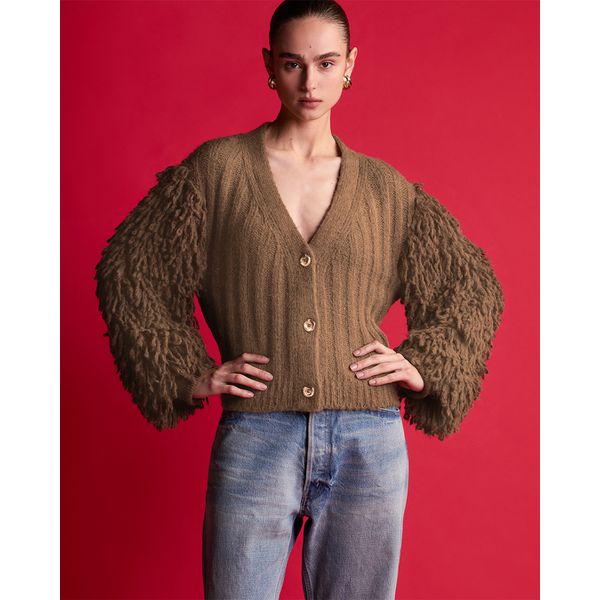 Cardigan Franjas Betsy Bege Matte