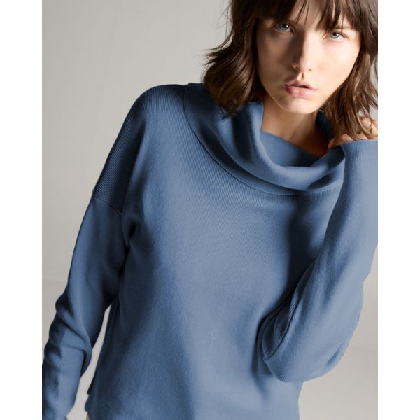 Blusa Box Gola Alta Azul