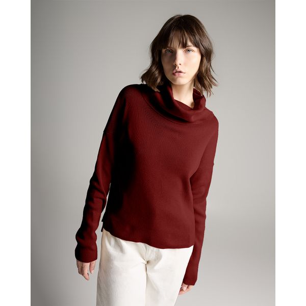 Blusa Box Gola Alta Bordô