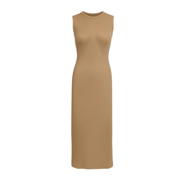 Vestido Regata Canelado Camel