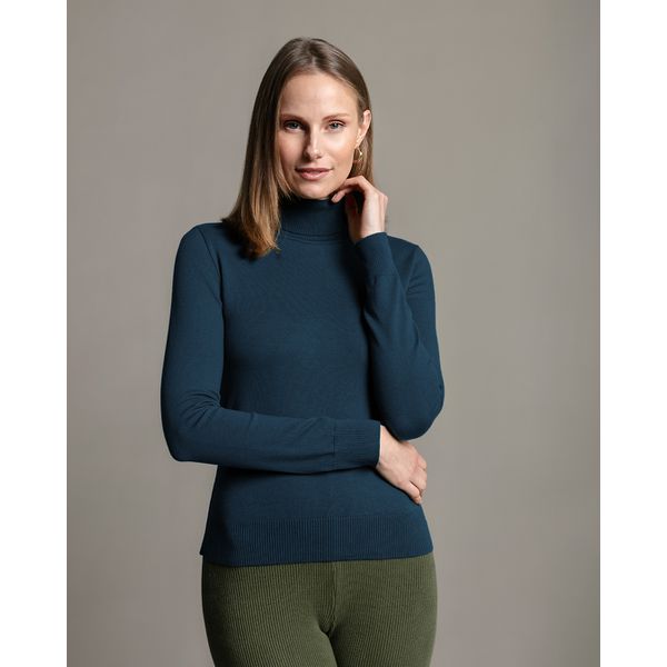 Blusa Pure Gola Alta Azul Marinho