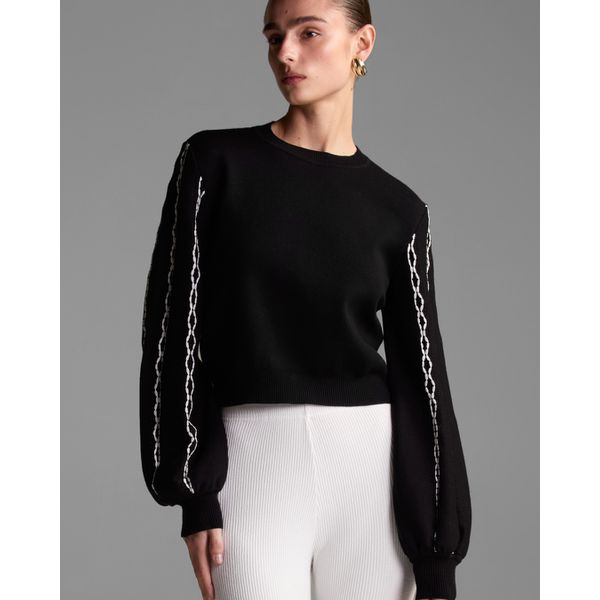 Blusa Luisa Manga Longa Preta