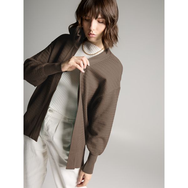 Cardigan Alongado Stella Bege Rami