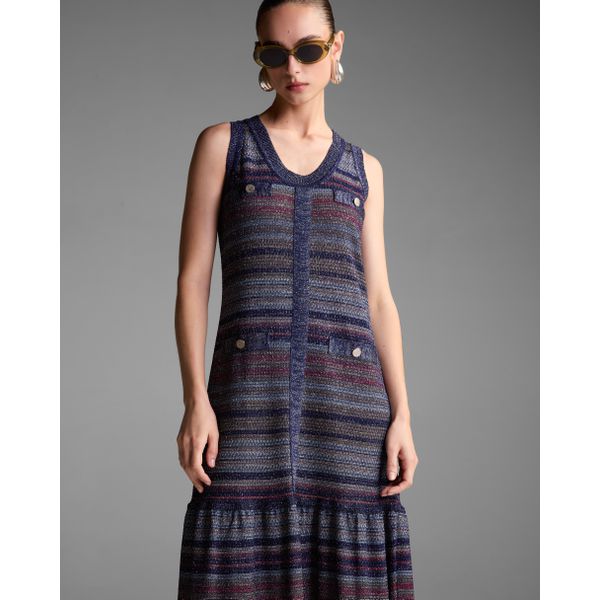 Vestido Cavado Nuage Lurex Listras