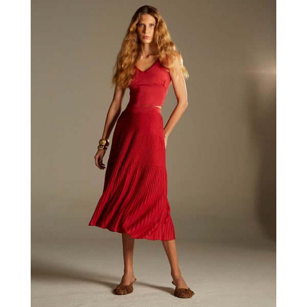 Saia Midi Nervura Vermelho