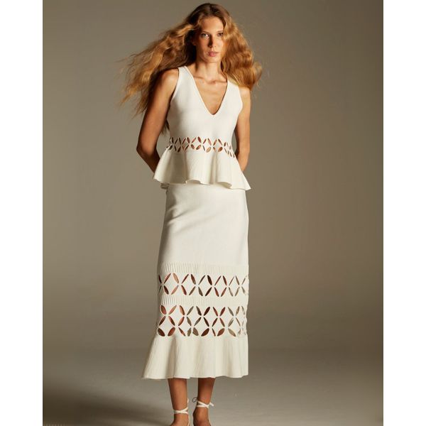 Saia Longa Vazados Azaléia Branco off White