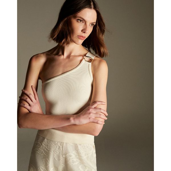 Blusa Top Argola Básicos Branco Off White