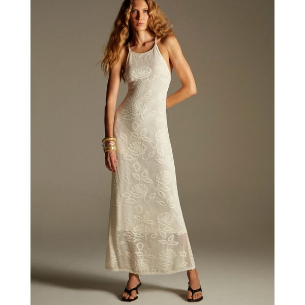 Vestido Rendado Roses Branco Off White 