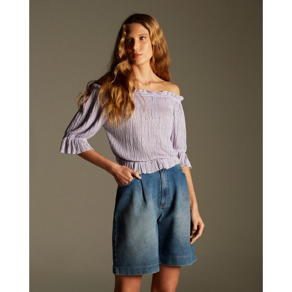 Blusa Poinsétia Lilás Ombro a Ombro