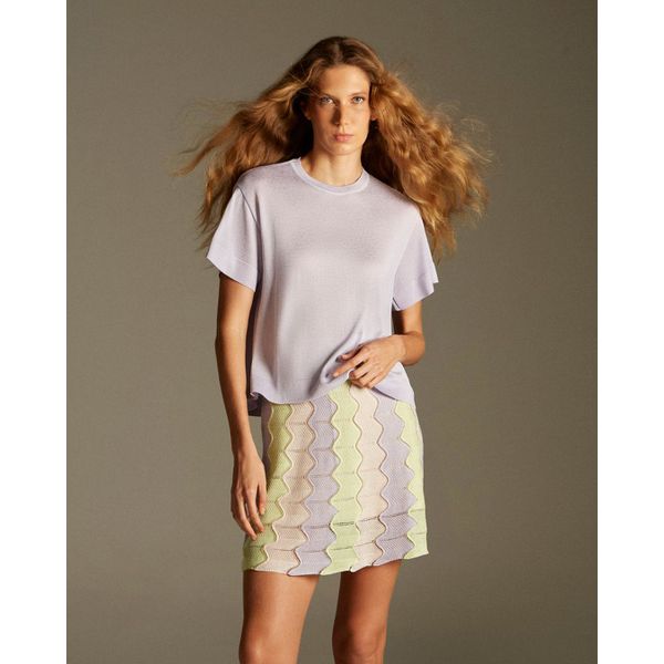 T-Shirt Basic Gola Redonda Lilás