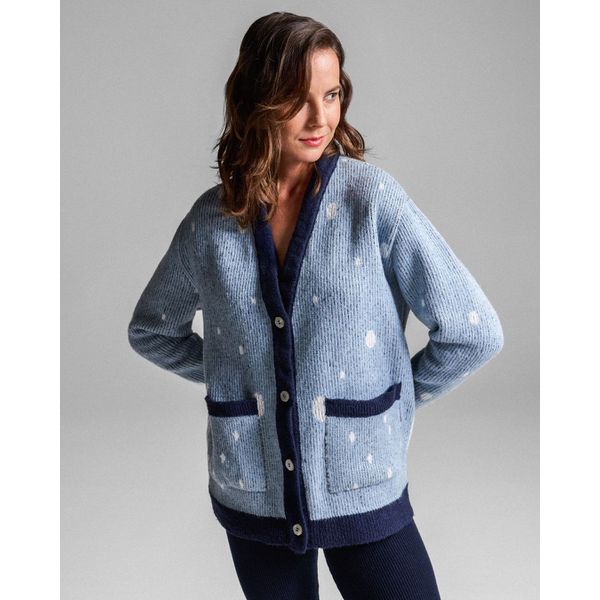 Cardigan Jacquard Ski Azul Claro