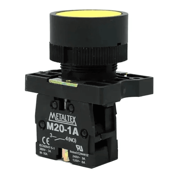 Botao Comando Amarelo 1NA P20AFR-Y-1A Metaltex
