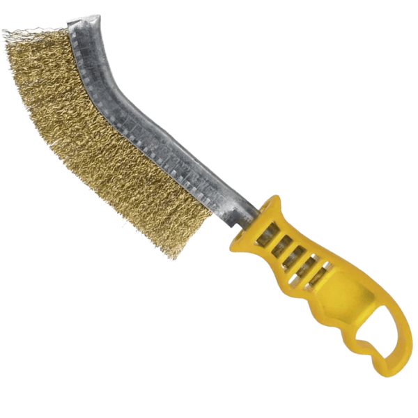 Escova Manual Latão Cabo Plastico Amarelo Inebras