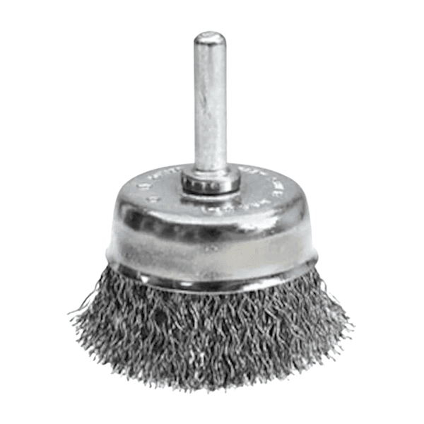 Escova Copo Aço Latonado Ondulado 75mm Haste 1/4 Inebras