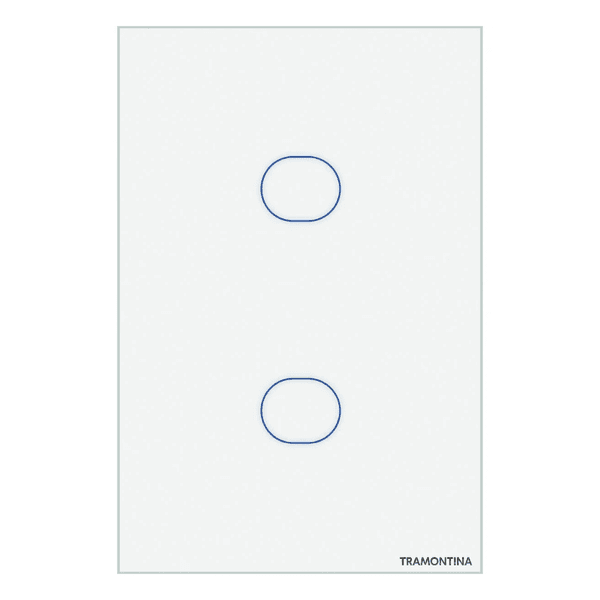 Interruptor touch 2 canais branco smart wifi RF BLE 90-250V Tramontina