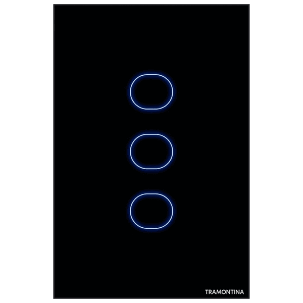 Interruptor touch 3 canais preto smart wifi RF BLE 90-250V Tramontina