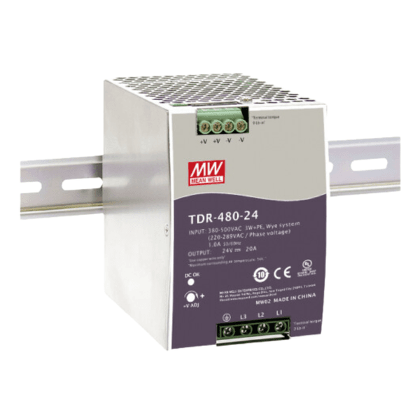 Fonte chaveada 340-550V trifasico saida 24VCC 20A TDR-480-24 Metaltex