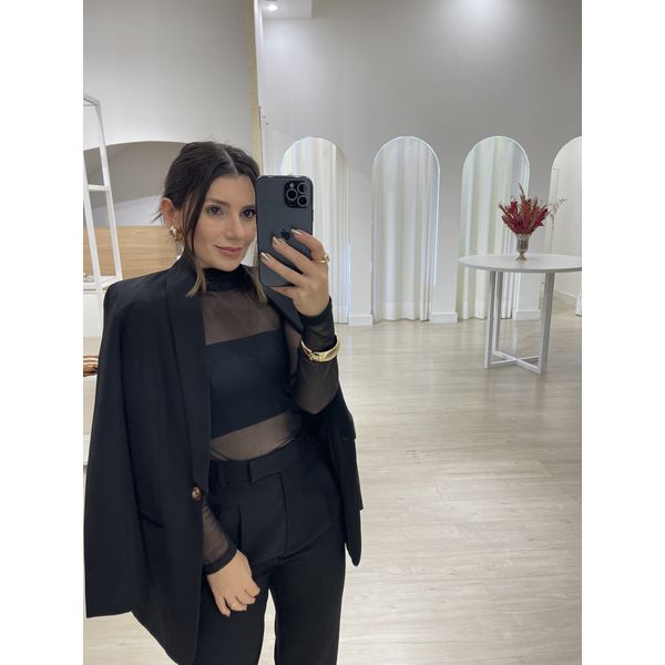 Blusa Tule Riana Preto