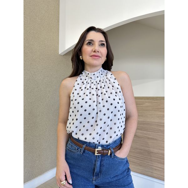 Blusa Sofia Poá Branca