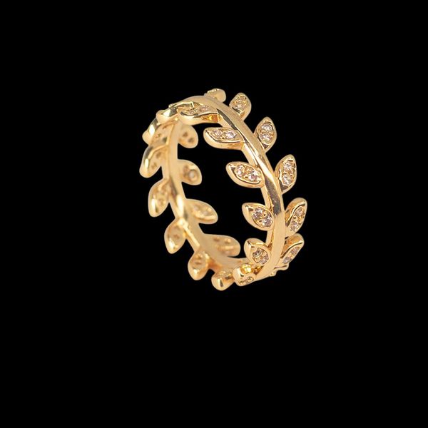 Anel Zirconia folhas