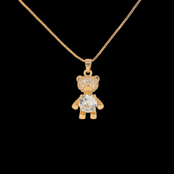 Conjunto de Gargantilha e Par de Brinco Urso com Zirconia