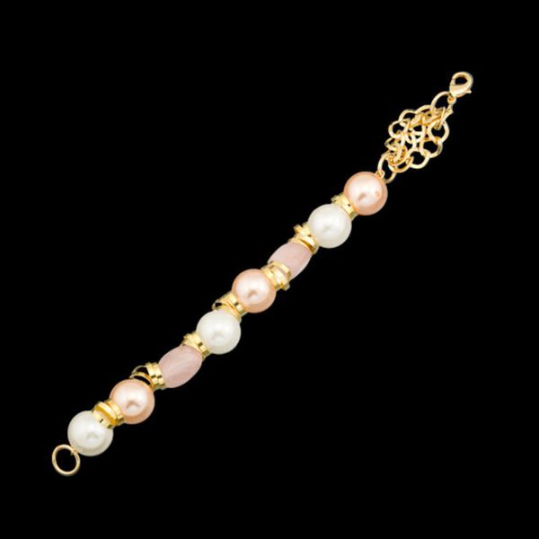 Pulseira folheada a ouro,com pedra natural quartzo rosa.