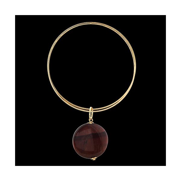 Pulseira Folheada à Ouro de Aros com Pedra Natural Olho de Tigre