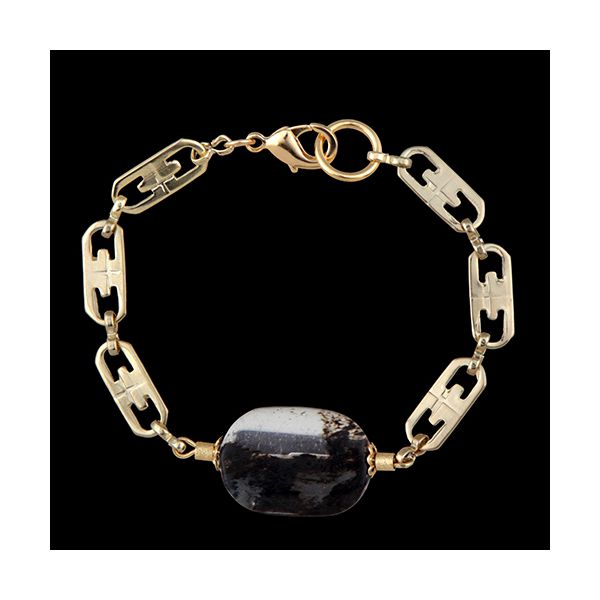 Pulseira Folheada à Ouro com Pedra Natural