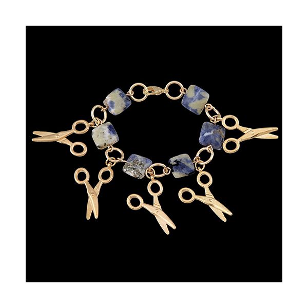 Pulseira Folheada à Ouro com Pedra Lazuli