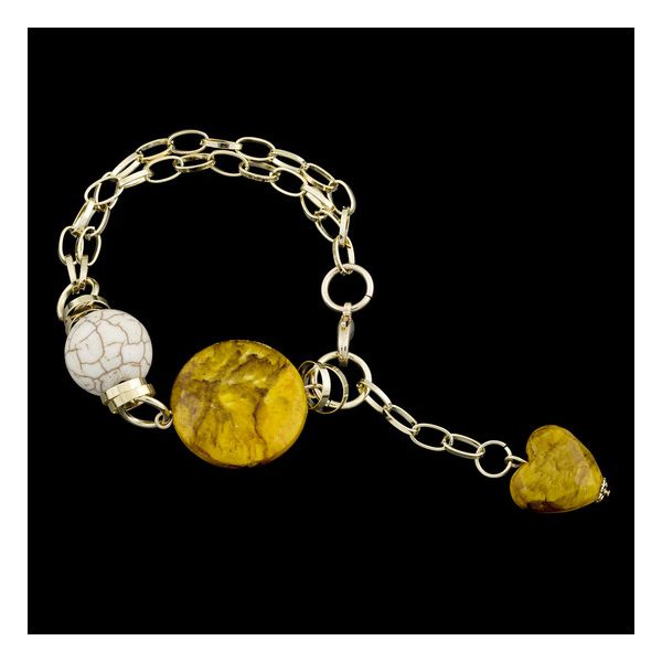 Pulseira folheada a ouro,com pedra natural turquesa branca