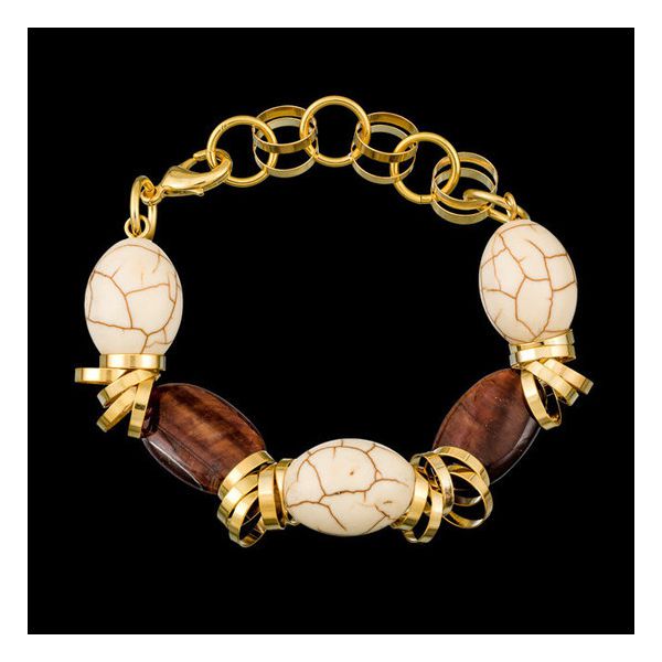 Pulseira folheada a ouro,com pedra natural 