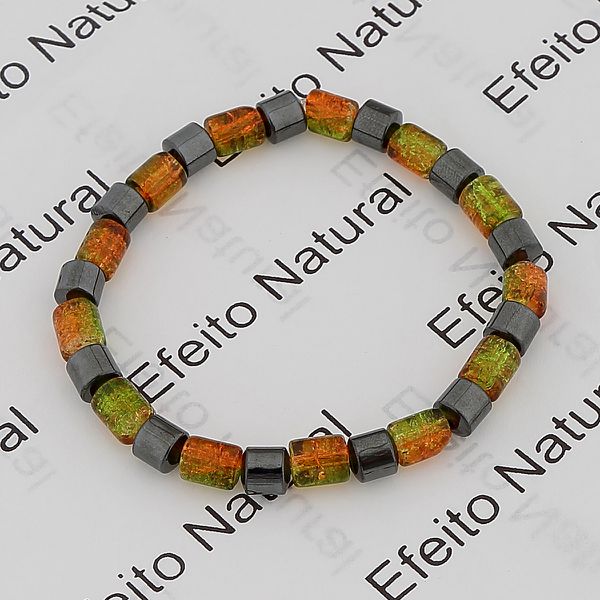 Pulseira Masculina Efeito Natural Hematita e Cristais