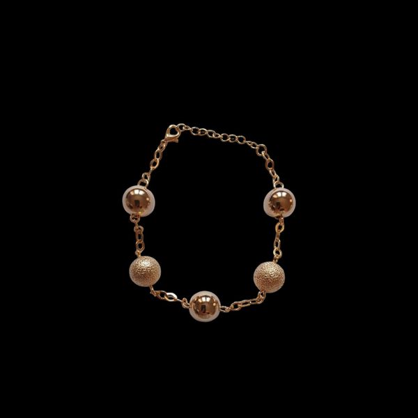 Pulseira Bolinhas Crespas e Lisas Corrente Rabo de rato 