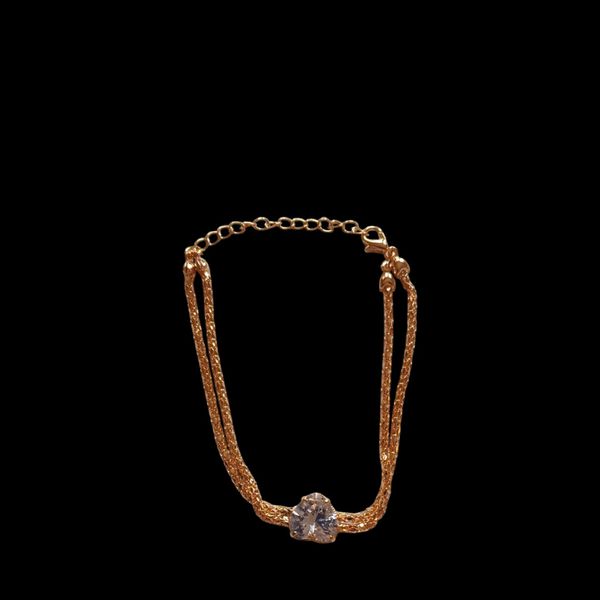 Pulseira Com Cordão e Coração de zirconia