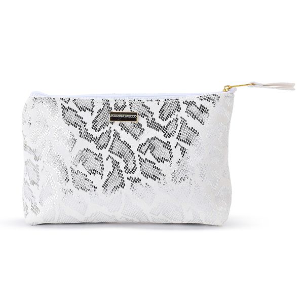 Necessaire Sienna em Couro Jackar Prata Média