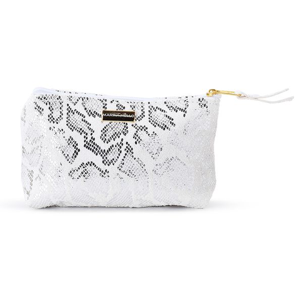 Necessaire Sienna em Couro Jackar Prata Pequena