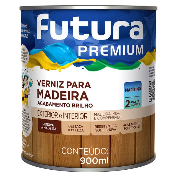 Verniz Marítimo para Madeira Brilhante 0,9L Incolor - Futura