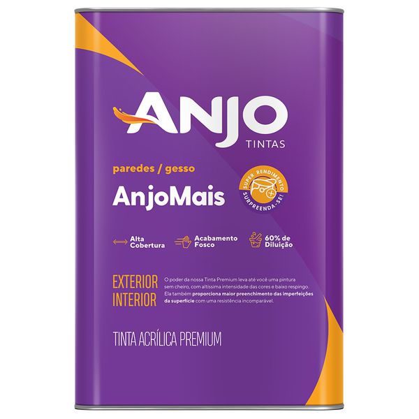 Tinta Acrílica Fosca Premium Anjo Mais 18L Branco Neve - Anjo