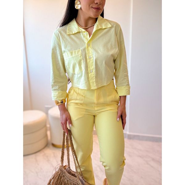 Camisa Cropped Ester Amarelo