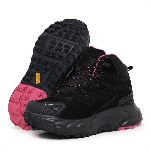 Tênis Storm Couro Masterboots Pró-Eva Preto e Rosa... - MASTER BOOTS