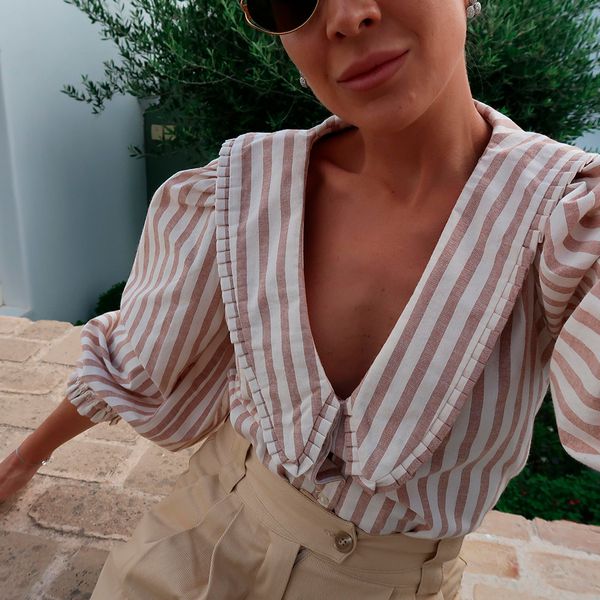 Camisa Celina - Listrada marrom